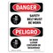 Signmission OSHA Danger, Belt Must WornBilingual, 14in X 10in Rigid Plastic, 10" W, 14" H, Bilingual Spanish OS-DS-P-1014-VS-1697 - alternate 1
